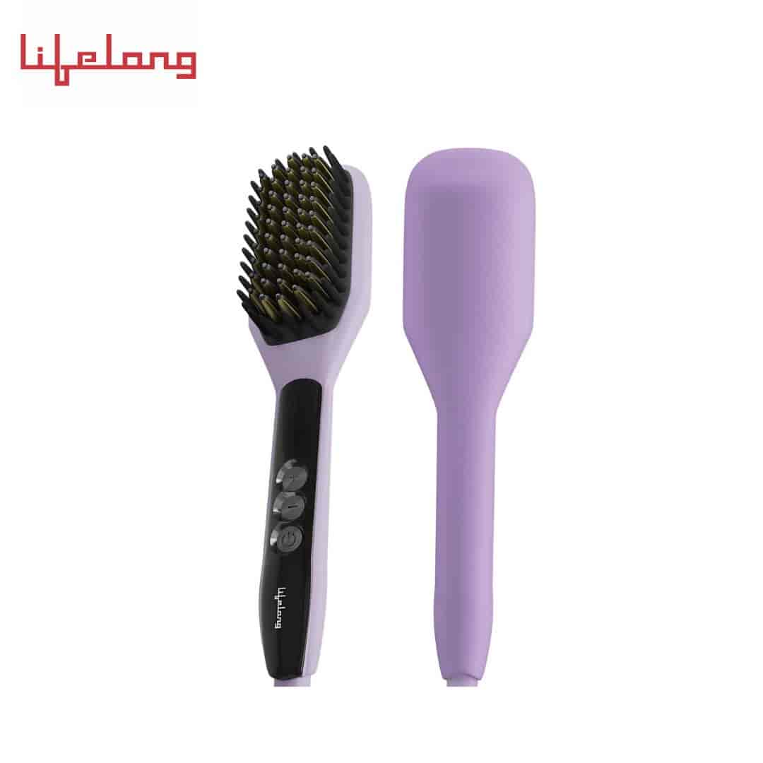 Lifelong Hair Straightener Brush for women - Hair Brush with Keratin Ceramic Bristles