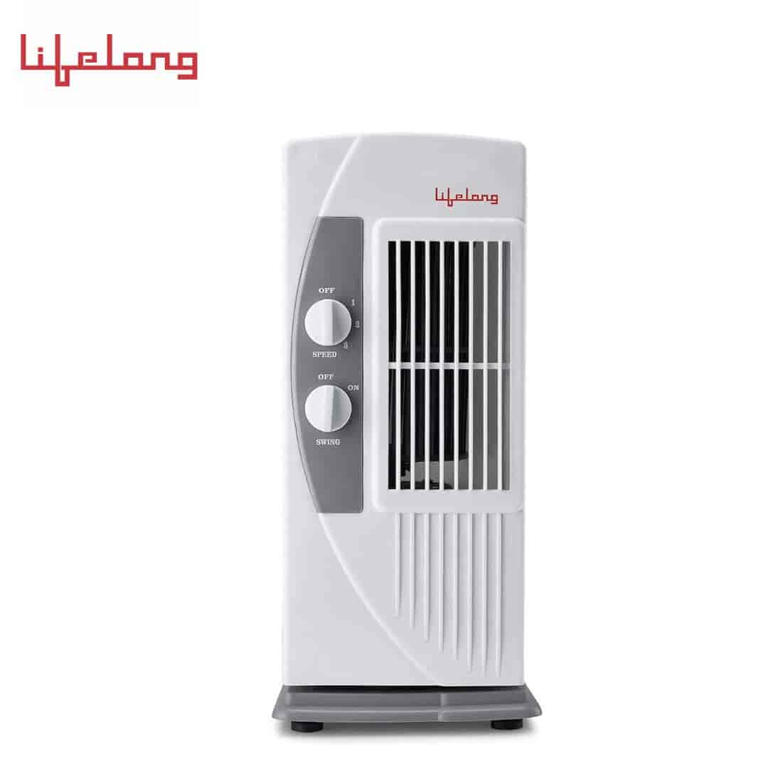 Lifelong LLTWF05 Portable Mini Tower/Table Fan with Swing for Home, Kitchen, Shop and Office | 3 Speed Setting | Anti Rust Body (White)