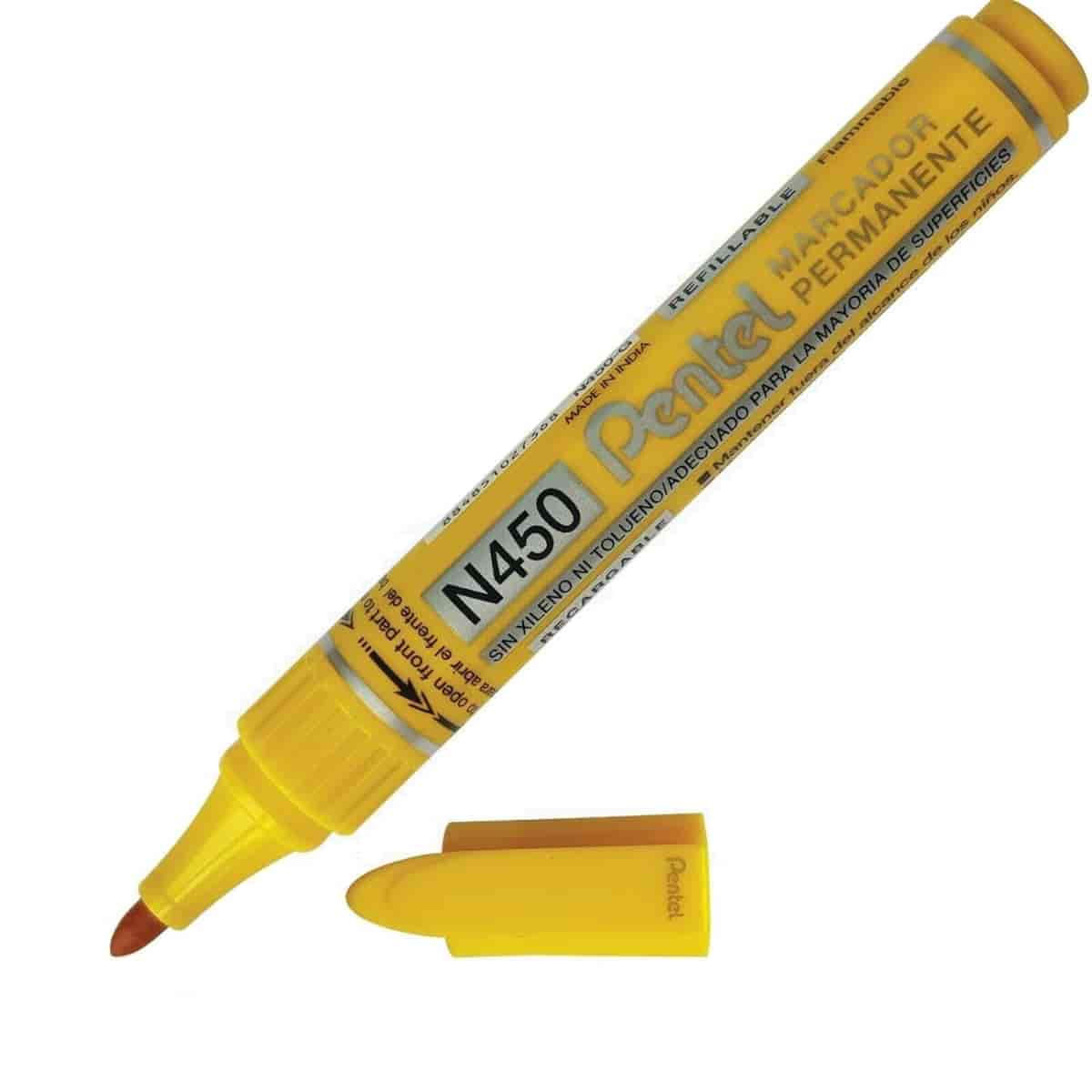 Pentel N450 Marker 10pc Box Yellow