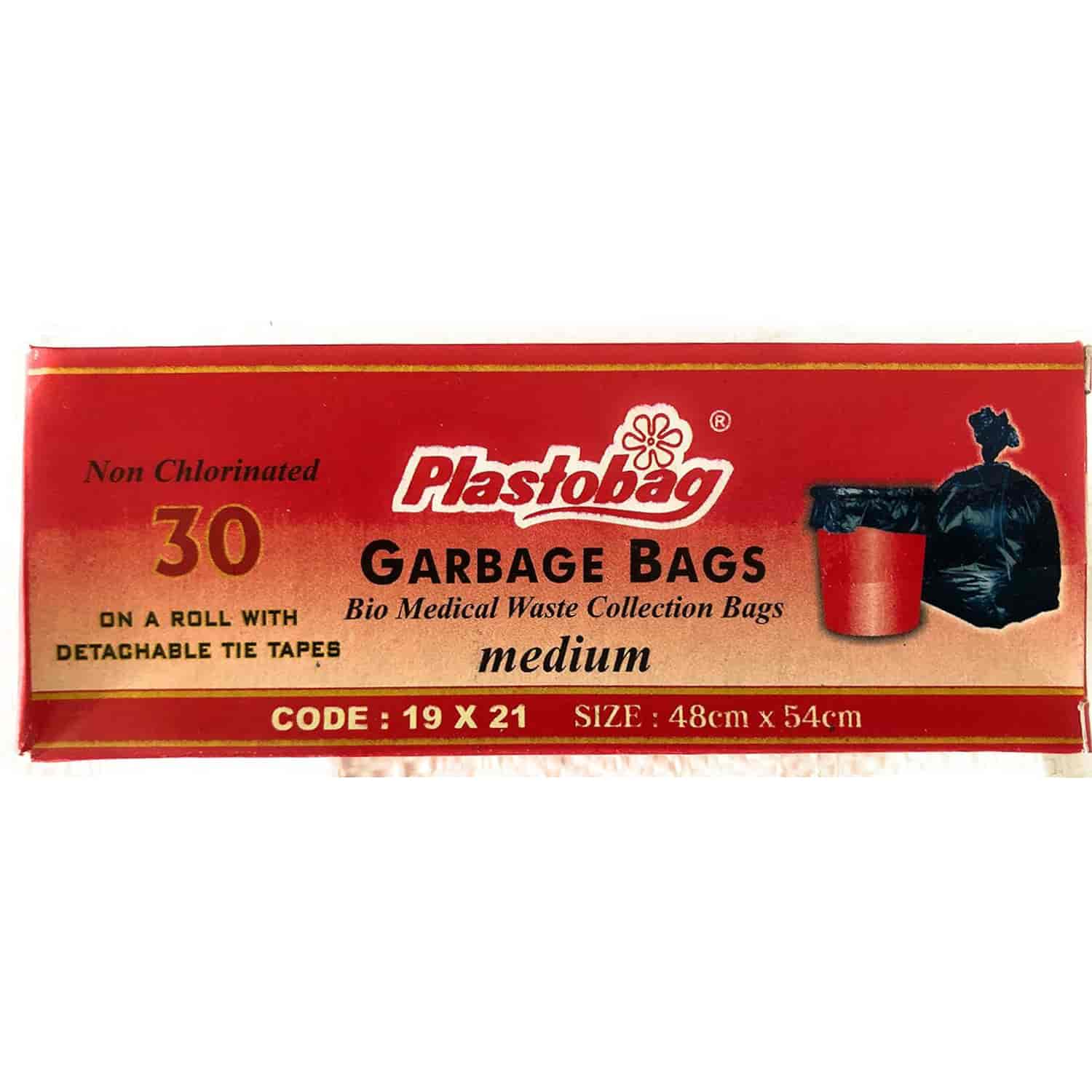 Plasto Garbage Bag 20 Micron Medium 19*21 30 Nos Red Box