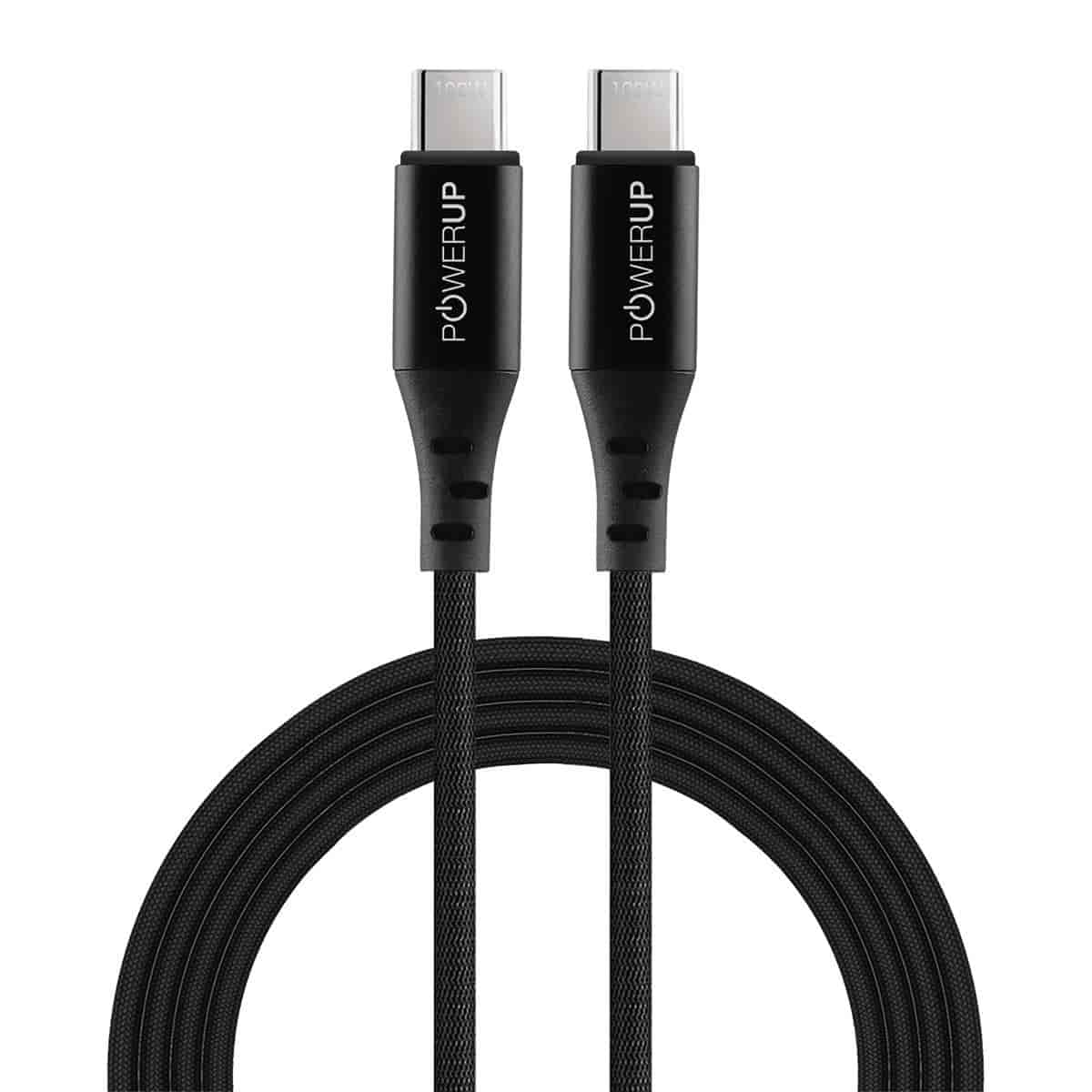 Powerup 2m USBC TO USBC Charging & SYNC Cable 100W Black