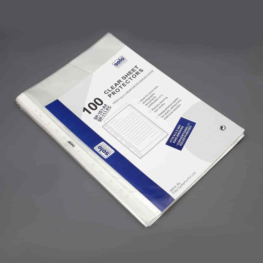 Solo Standerd Sheet Protector Foolscap Size Set of 100 Pack of 100