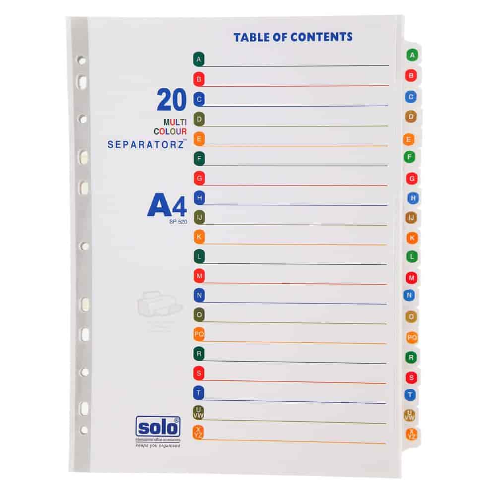 Solo Separatorz with Index (20 Divider) A4