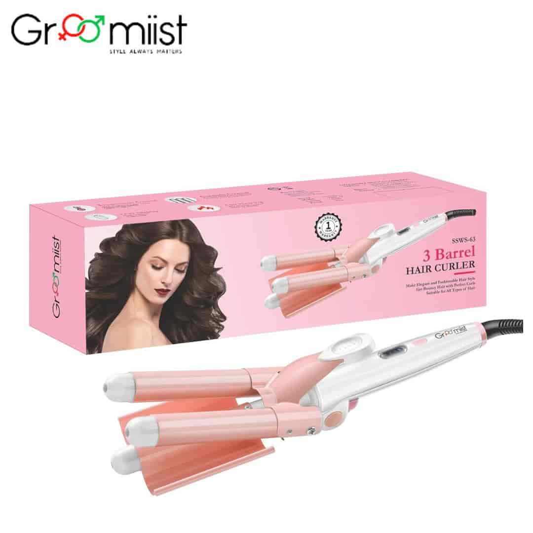 Groomiist SSWS63 Professional 3 Barrel Foldable Hair Curler