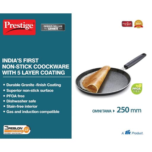 Prestige 36301 Omega Deluxe Granite Dosa Tawa 250 mm