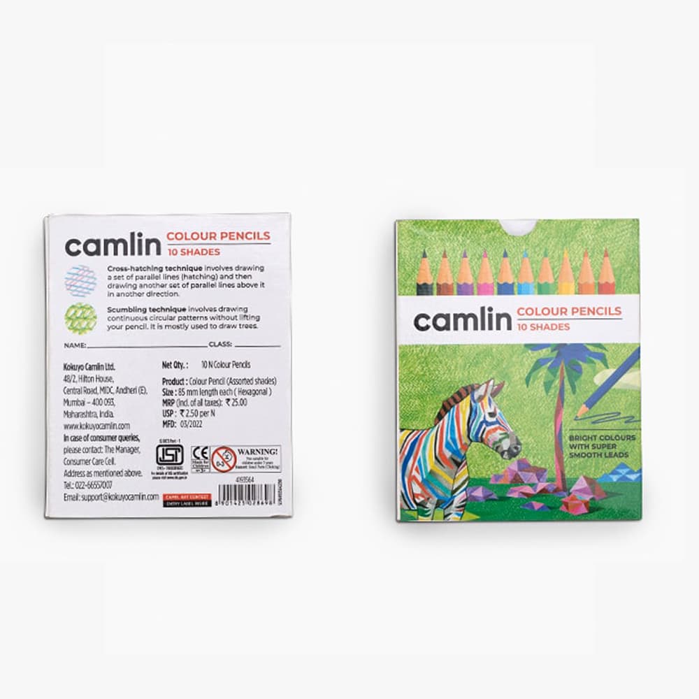 Camlin Colour Pencils 10 Shades Half Size