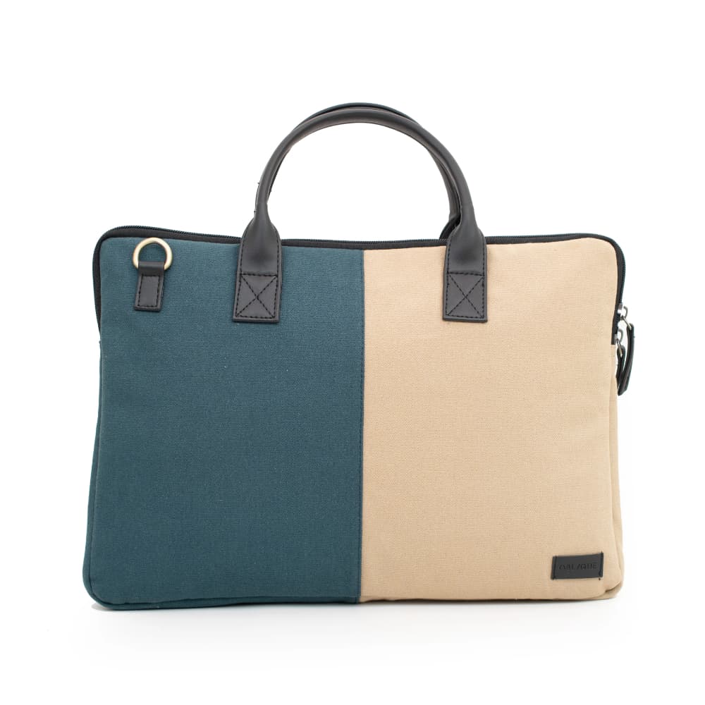 Oblique Tango Laptop Messenger Bag Beige&Teal