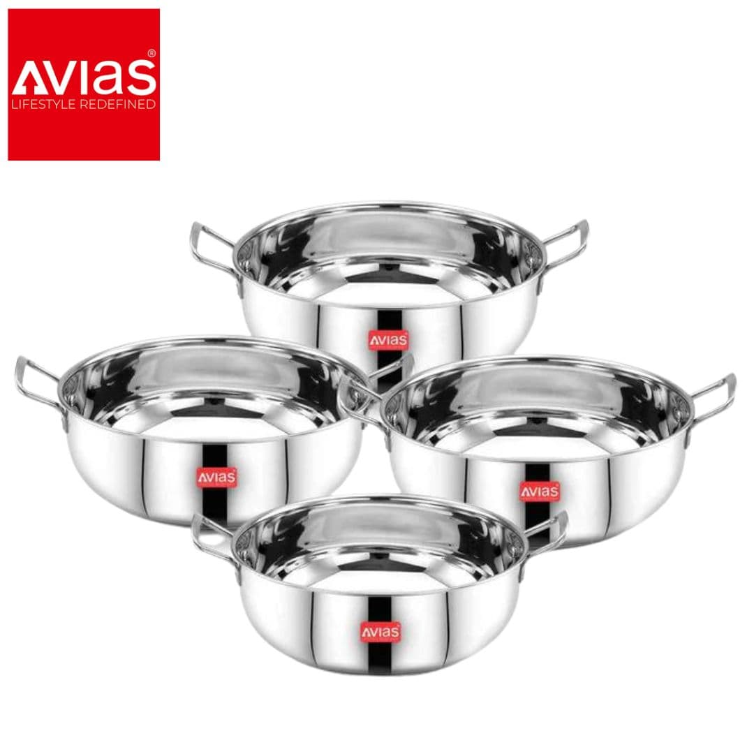 Avias Inox Ib Kadai Set � 4 Pieces Stainless Steel