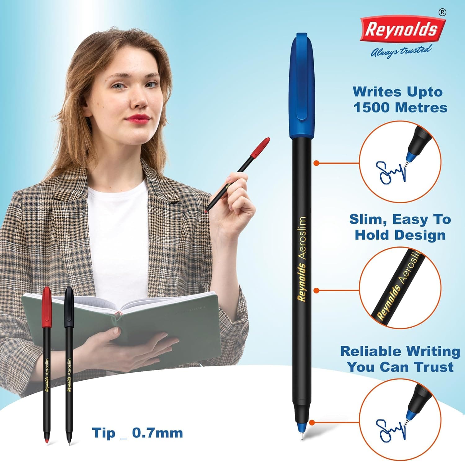 Reynolds Aeroslim Ball Pen Blue Pack Of 5