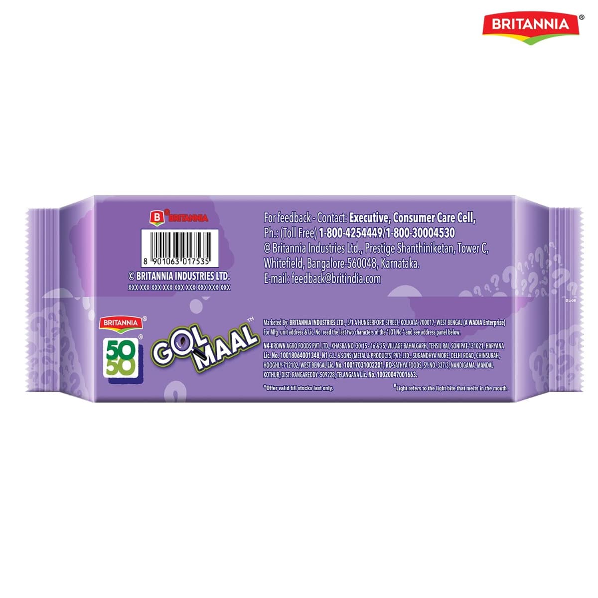 Britannia 50-50 Gol Maal CrackerL 57G