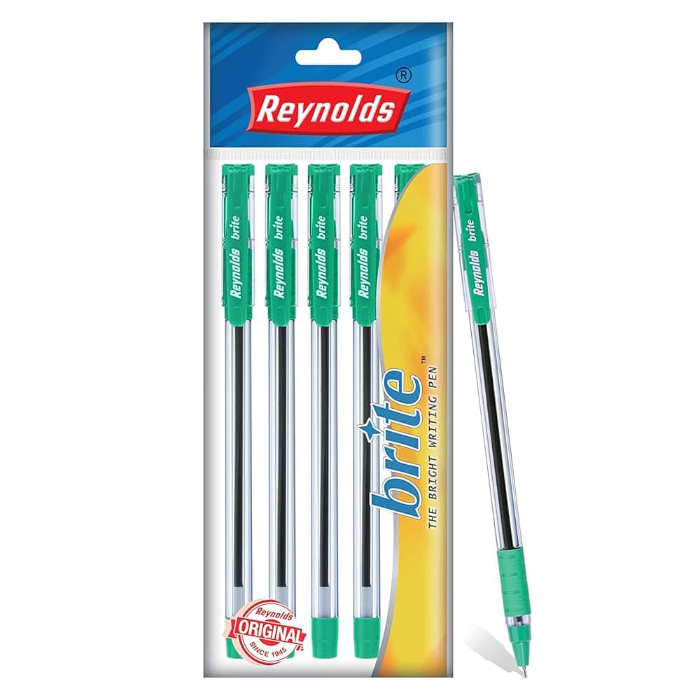 Reynolds Brite Ball Pen Green Pack Of 5