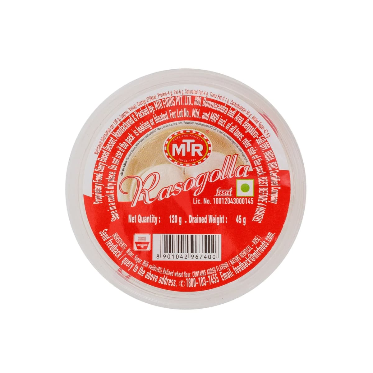 MTR RTE Rasogolla Portion Pack 120g