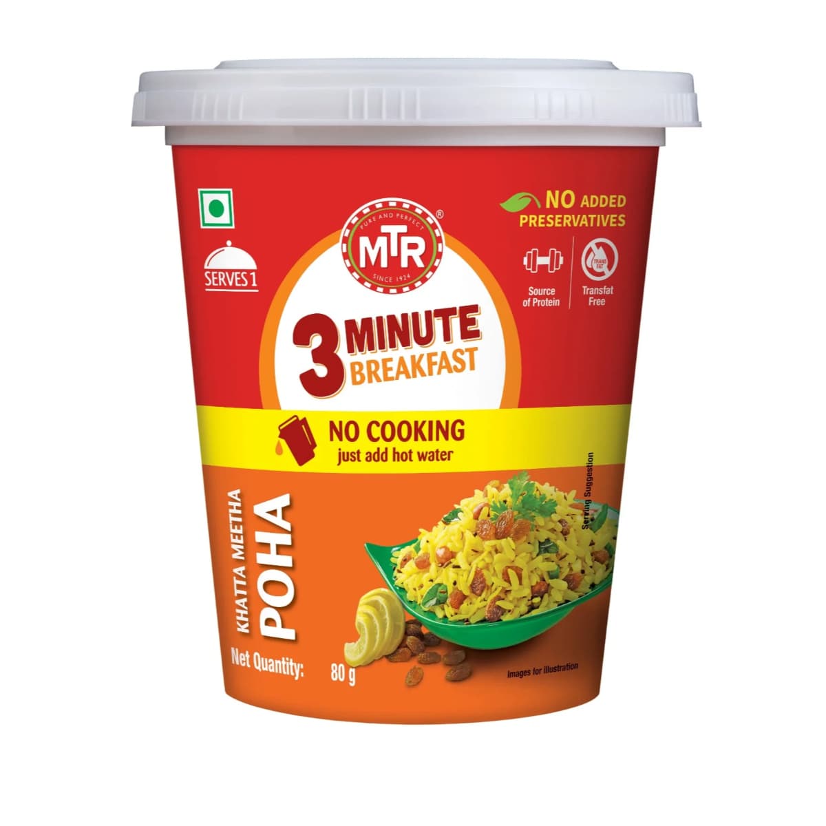 MTR Instant Khatta Meetha Poha Cup 80g 3 Min