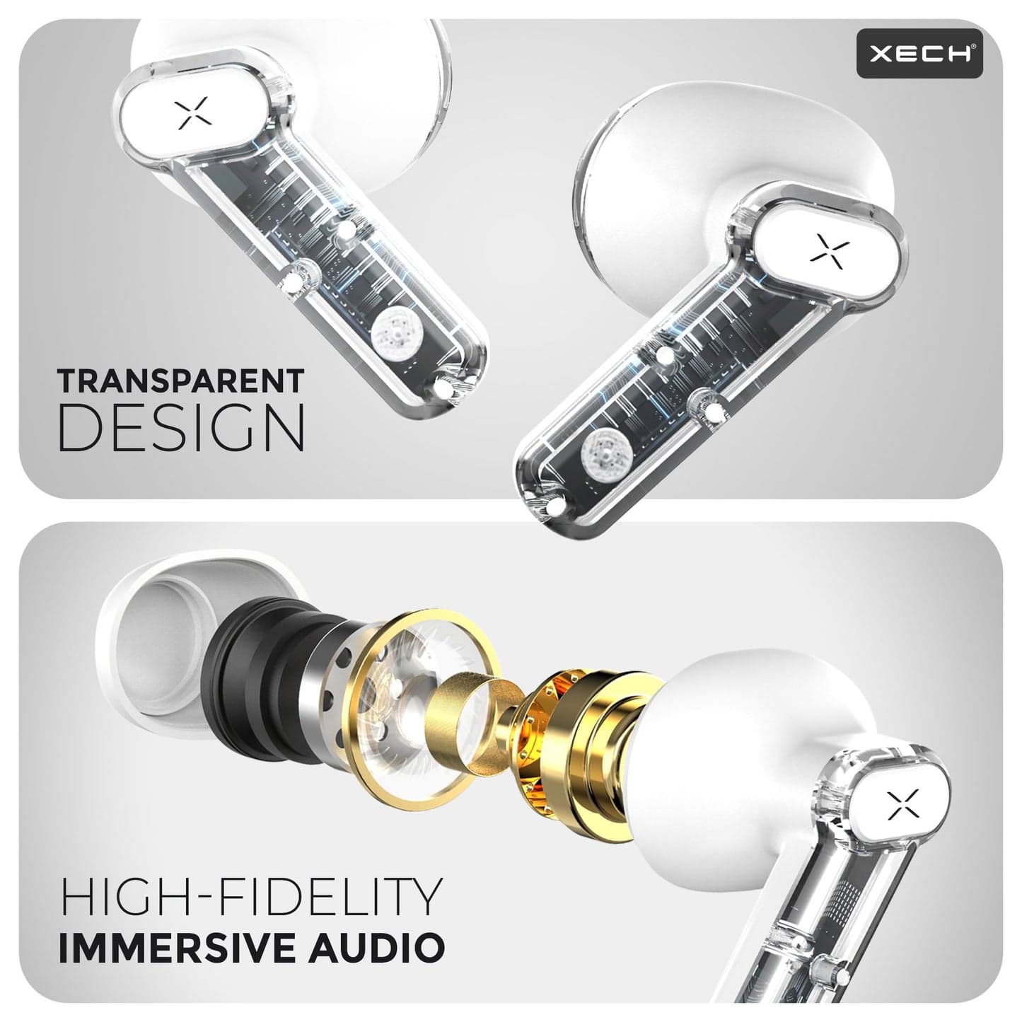 Xech Clear Pods Ear Buds with PowerBank