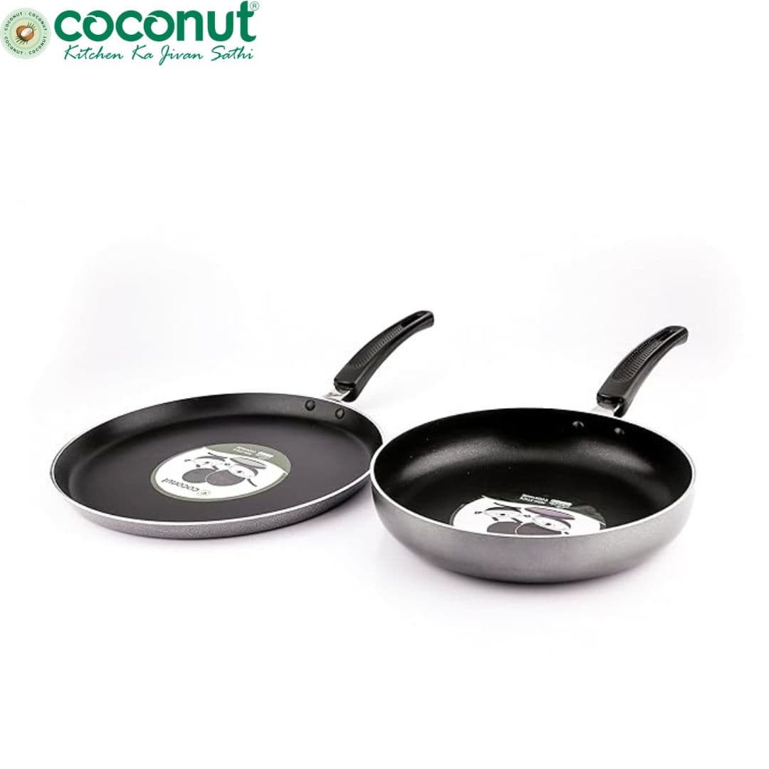 Coconut Friendly Pack - Nonstick Tawa & Fry Pan|Essential Cookware Set