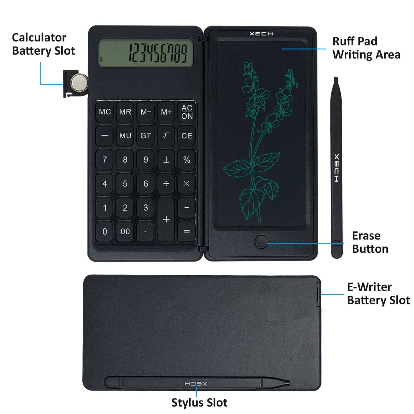 Xech Digi Fold Calculator With A Writing Pad