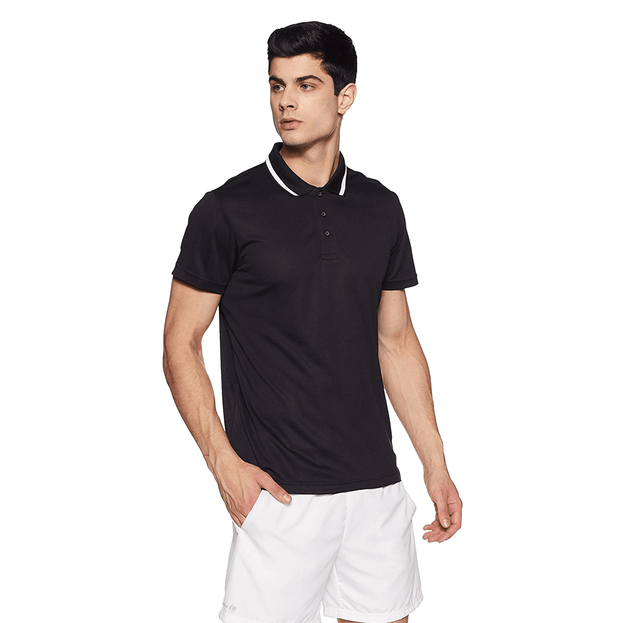 Adidas Solid Men Polo Neck Black T Shirt