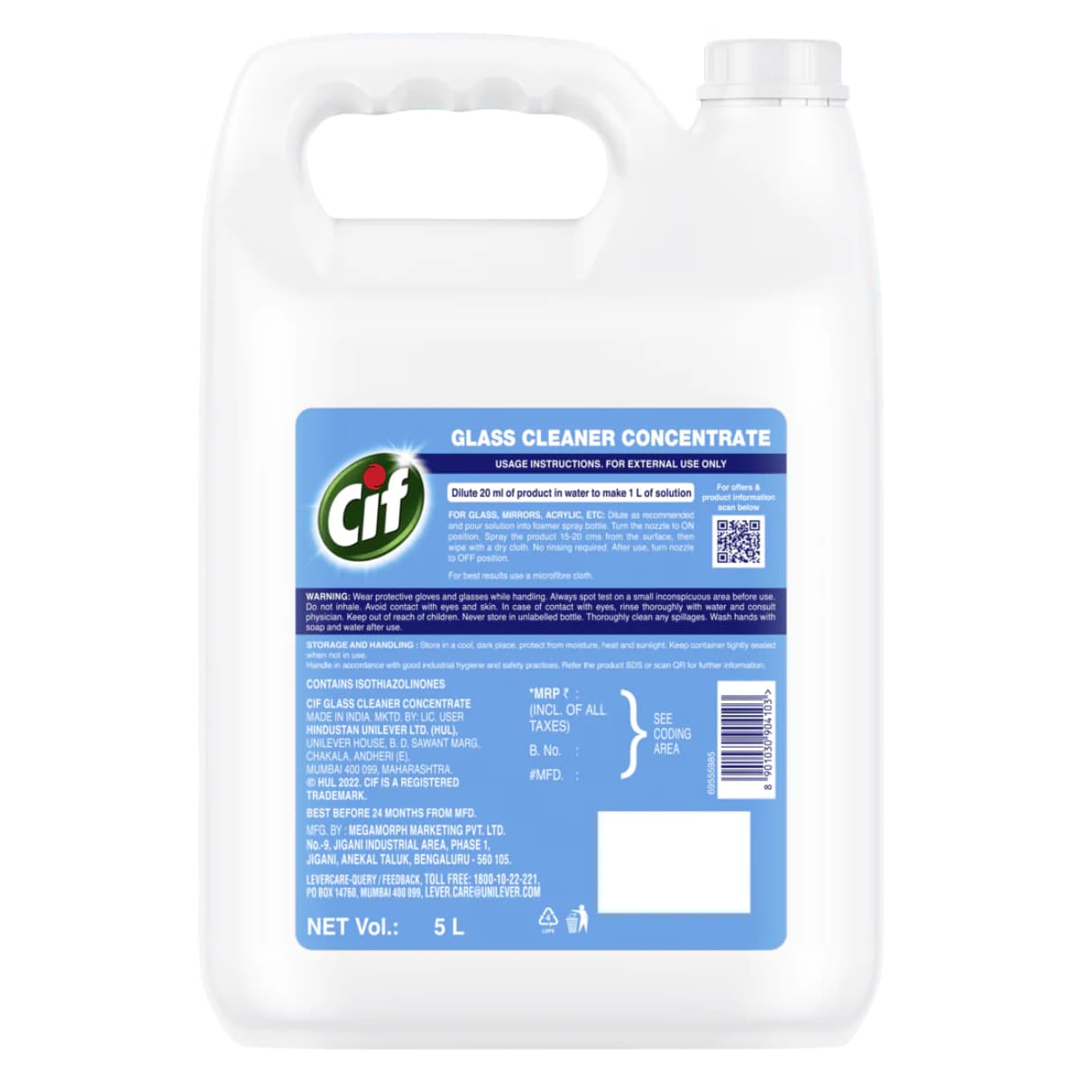 Cif Glass Cleaner Concentrate 5Ltr