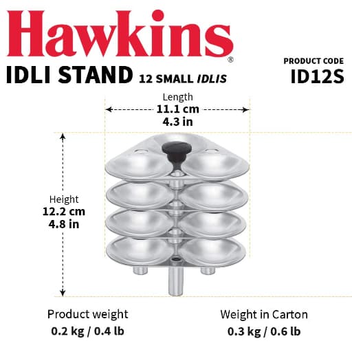 Hawkins Aluminium Idli Stand 3L - 12 Mini Idlis