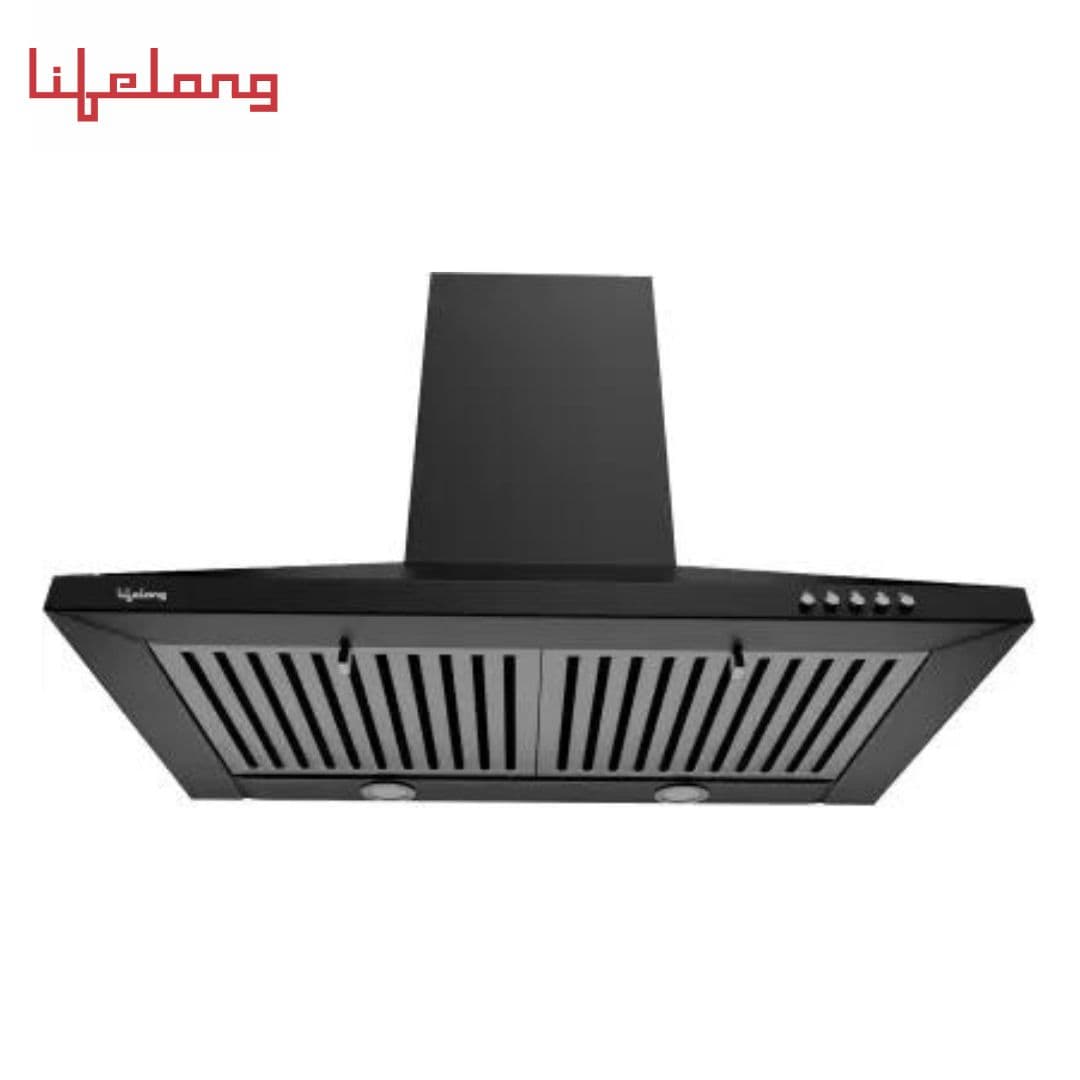 Lifelong LLLACP01 Double Baffle Filter 60 cm Push Button Control Pyramid Wall Mounted Chimney��(Black 1000 CMH)