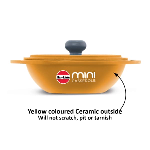 Hawkins 0.75 Litre Mini Round Casserole with Lid - Yellow