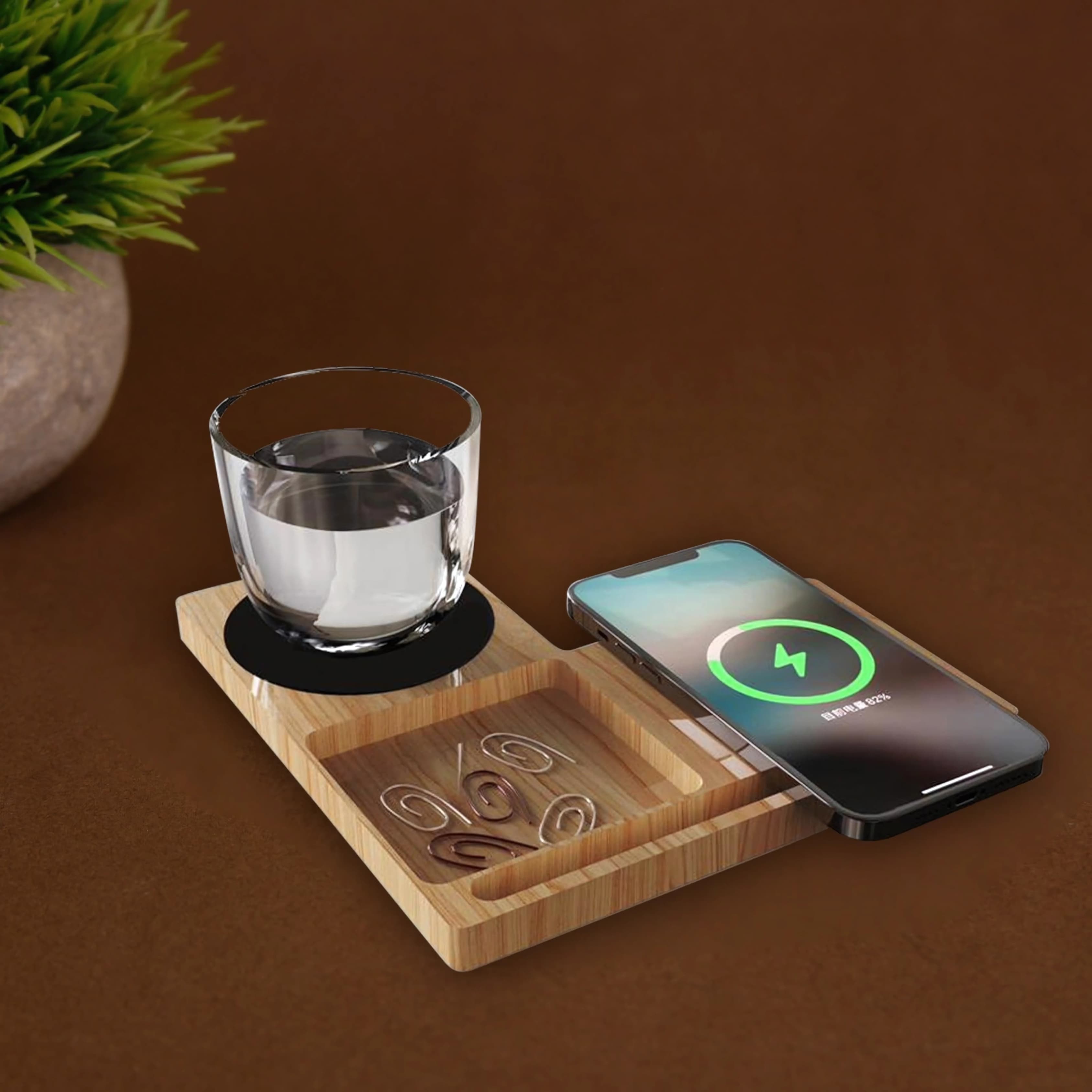 Wangari Willow 3.0 15W Wireless Charger With Cup warmer & Phone Stand