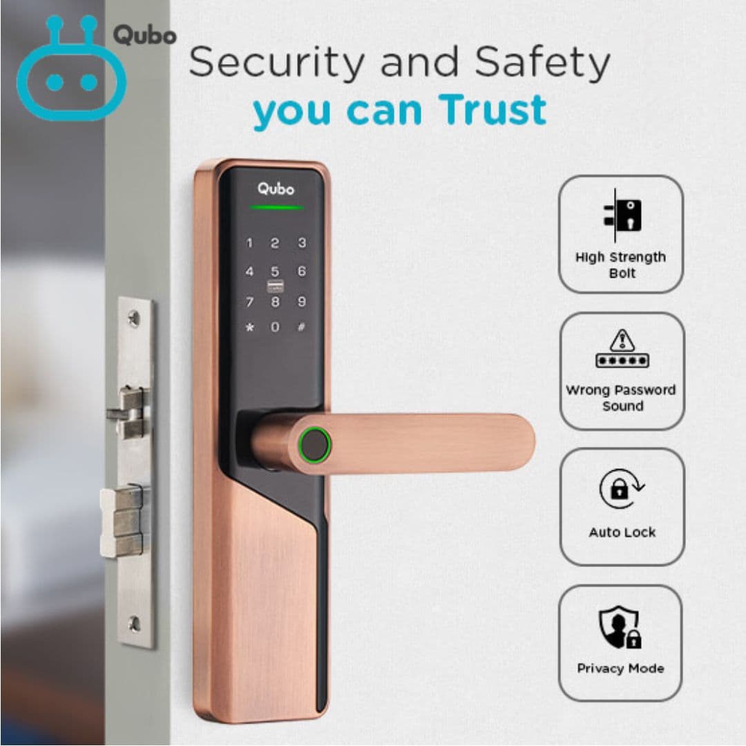 Qubo Select Lock by HERO GROUP 5-Way Unlocking Fingerprint Pincode Mobile App Smart Door Lock