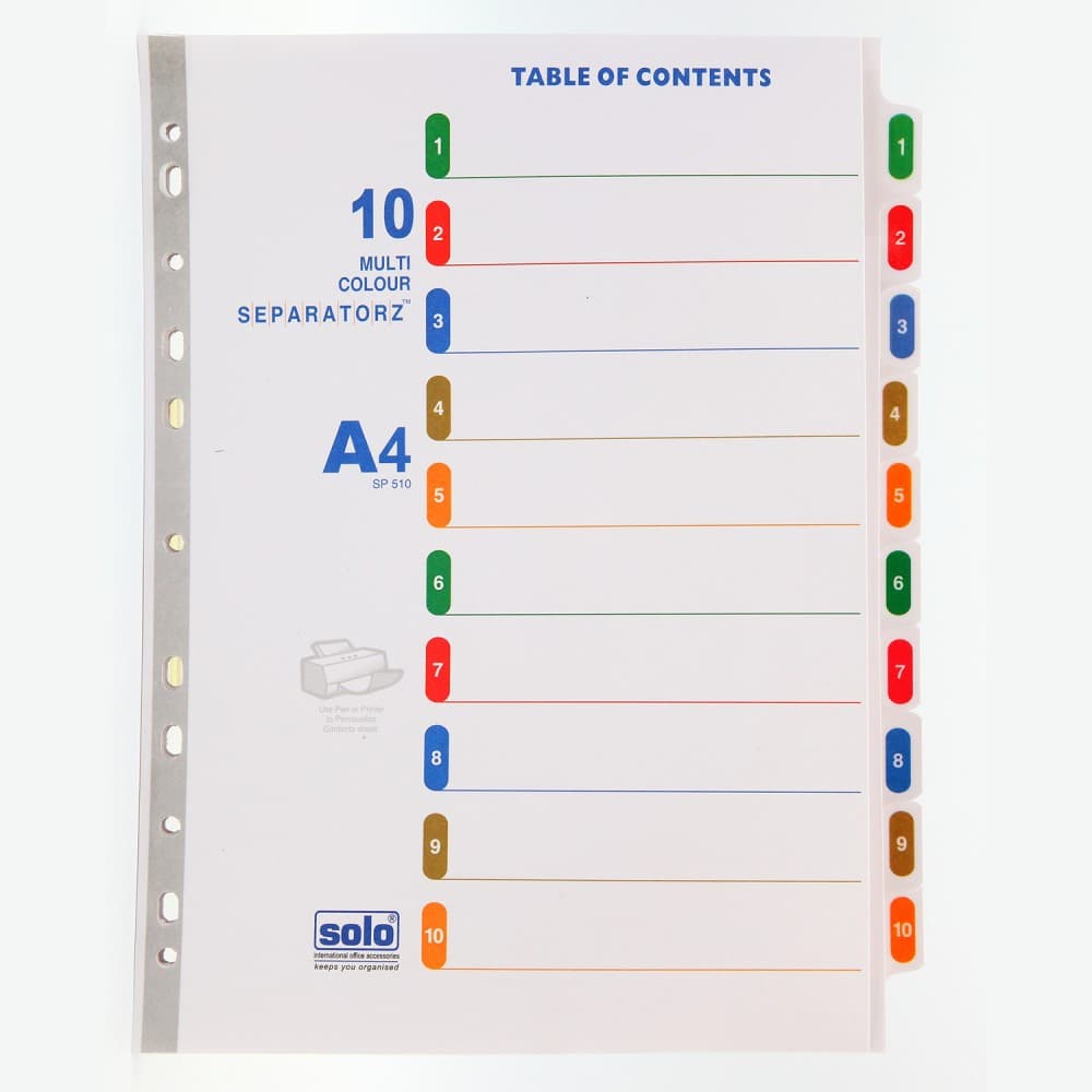 Solo Separatorz with Index (10 Divider) A4