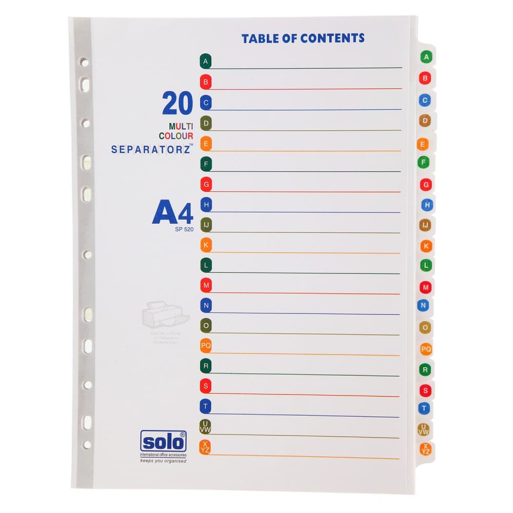 Solo Separatorz with Index (20 Divider) A4