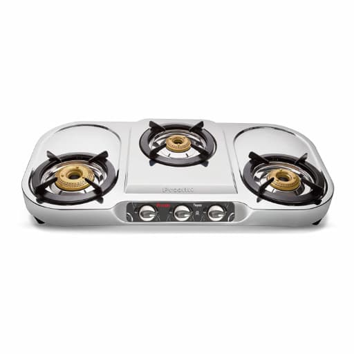 Preethi Topaz MI Stainless Steel 3 Burner Gas Stove