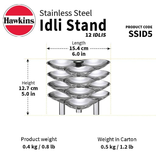 Hawkins Stainless Steel Idli Stand - 12 Idlis