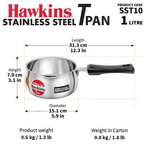 Hawkins SST10 T Pan 1 Litre without lid