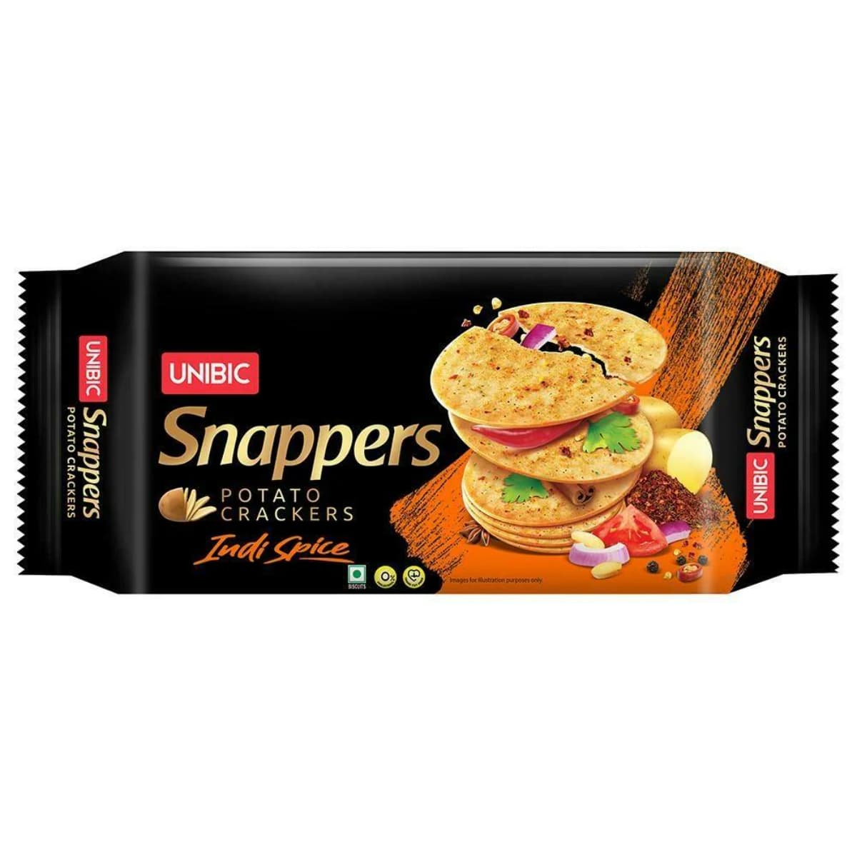 Unibic Snappers Spice Potato Crackers 75G Pack of 3