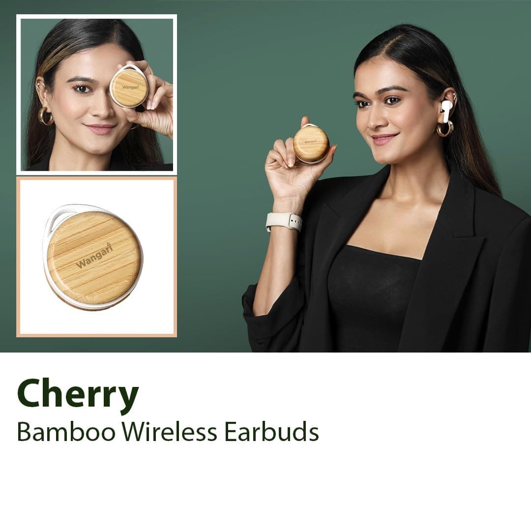 Wangari Cherry Bamboo Wireless Earbuds