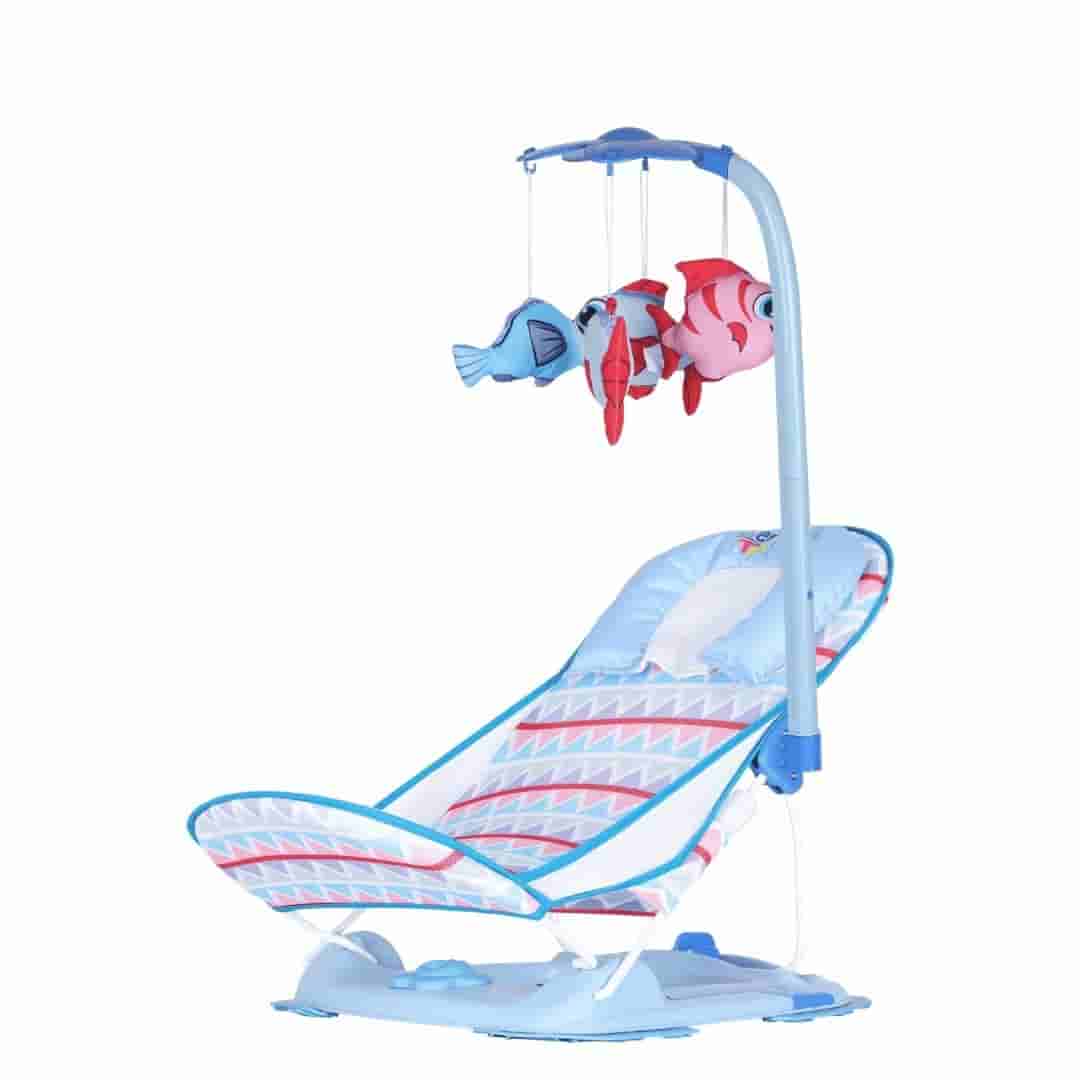 Steelbird Anti Skid Compact Comfy Baby Bather With Toys-Blue