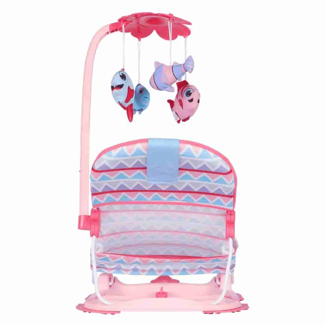 Steelbird Anti Skid Compact Comfy Baby Bather With Toys-Pink