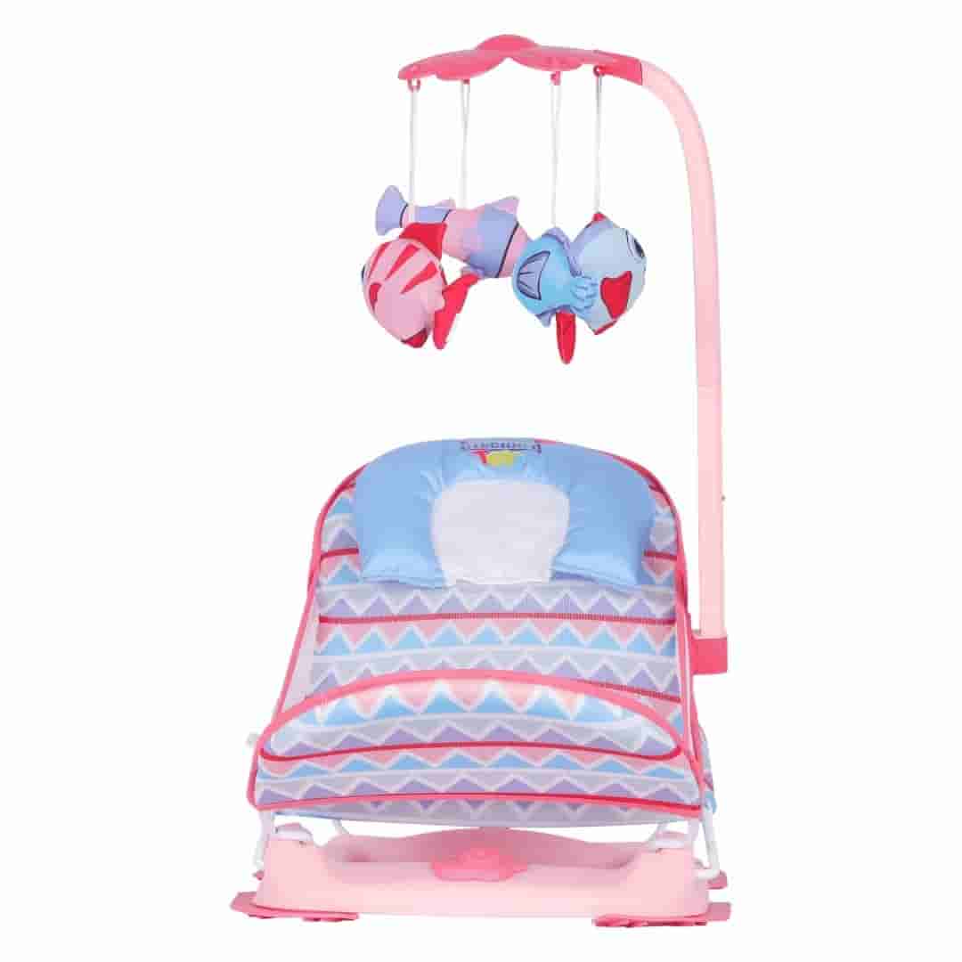 Steelbird Anti Skid Compact Comfy Baby Bather With Toys-Pink